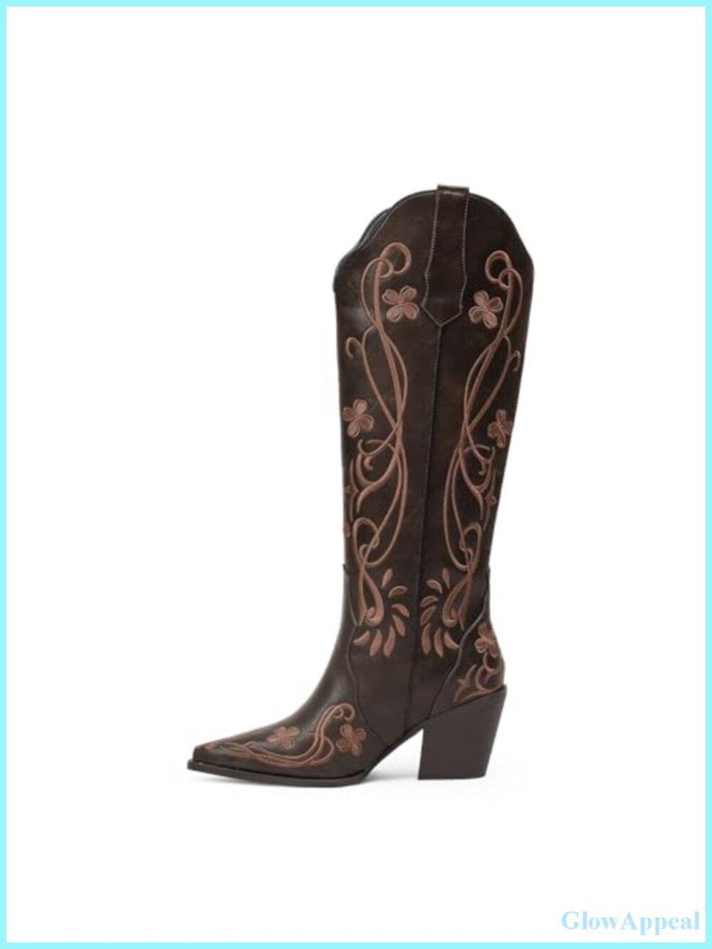 Women's Knee High Faux Leather Western Cowgirl Boots Block Heel
